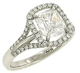 Cushion Cut and Pave Diamond Engagement Ring 1.36cttw