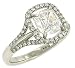 Cushion Cut and Pave Diamond Engagement Ring 1.36cttw