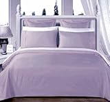 King/Cal.King Solid Lilac Duvet Cover and Two Pillow Shams Set 300 Thread C ....