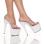 6 3/4 Inch Heel Platform Slide Women'S Size Shoe With Butterfly Accent (Clear/White;5)