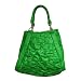 GREEN OBLONG HOBO STYLED HANDBAG WITH GATHERED FRONT