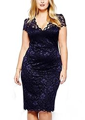 V-neck Cocktail Corset   Waistline Cotton Sheer Lace Party Dress/Tunic 