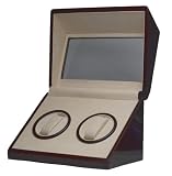 Double Watch Winder Cherry Glossy With Built-In IC Timer Battery AC / DC Operation