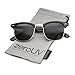 zeroUV - Half Frame Semi-Rimless Horn Rimmed Sunglasses (Black-Gold/Smoke)