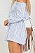 Simplee Apparel Womens Off Shoulder Long Sleeve Striped Short Jumpsuit Romper Blue