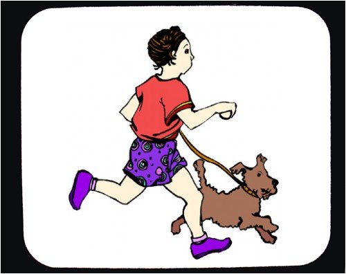 Mauspad mit Dekoration Körper, Einzelpersonen, Individuums, Laufen, Menschen, Frau, Person, Hund, menschlich, Personen, braun, Leine, Leute, Haustier laufen 415W9Wsml3L gadgets jogging