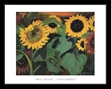 Emil Nolde Sunflowers Flower Art Gold Wood-Mounted Poster Print - 11 X 14