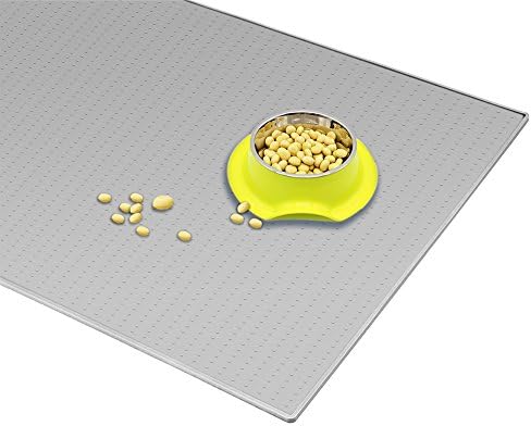 Sanzang Pet Feeding Mat Silicone Food Placemat for Dog Waterproof Not-slip Dinner Bowl Mat for Cat(M(19"11.5"), Gray)