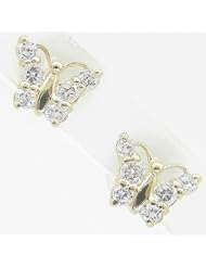 Kids 14K solid gold earrings fancy stud hoop huggie ball fashion dangle swa...