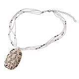 White Ceramic Pendant Necklace with Floral design