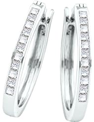 0.50CTW PRINCESS DIAMOND LADIES HOOPS EARRINGS