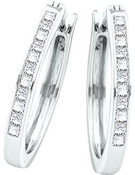 0.50CTW PRINCESS DIAMOND LADIES HOOPS EARRINGS