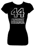 Junior's Fashion Top President Barack Obama T-Shirt (44 President Obama) Juniors Fashion Cut Fitted Black Shirt; Great Gift Ideas for Girls, Misses, Juniors, & Teens (Collectible Novelty Items)