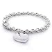 Sterling Silver Rolo Link w/ Heart Charm 7.5