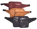 Leather Rectangular Waist Pack with Cell Phone Pocket
