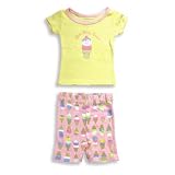 Tickle Me - Infant Girls Short Sleeve Shortie Pajamas, Yellow, Pink (Size 12Months)