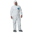 DuPont TY122S Disposable Elastic Wrist, Bootie & Hood White Tyvek Coverall Suit 1414, Size Medium, Sold by the Each