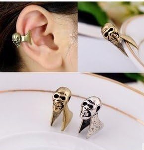 ATM FashionWorld Retro Personality Skull Without Ear Pierced Ear Clip Party Earrings (Bronze Color) No.9