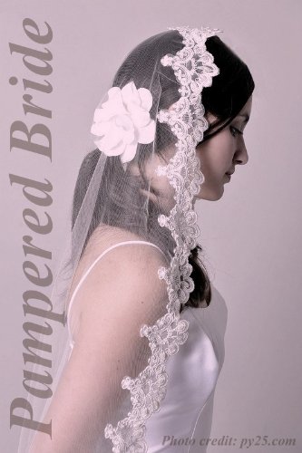 Ivory Lace Mantilla Bridal Headpiece 53x73