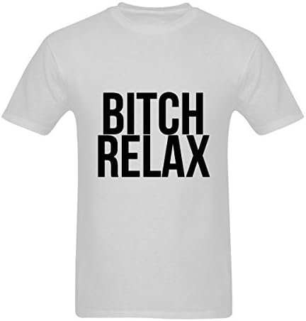 Yigetop100 Mens Bitch Relax Gray Funny Cotton T-shirt X-Large