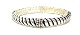 Just Give Me Jewels Oxidized Silvertone Stackable Stretch Bracelet with Scroll Detail