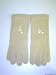 G241, Beige Color Angora Wool Gloves Trimmed with Ivory Monogram Letter for Men Women and Teens