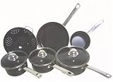 Black 6 Piece Non Stick Saucepan Set  from Ethos