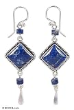 Lapis lazuli earrings, 'Legacy' 0.8 W 2 L