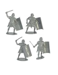Roman Infantry Plastic Army Men: 16 piece set of 54mm Gray Figures - 1:32 scale