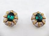 18k Gold Diamond and Emerald Earrings