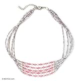 Rose quartz choker, 'Path of Dreams' 1 W 14 L
