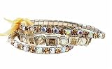 Bracelet Set - Crystal Stretch (3 Pcs) - Lt. Colo. Topaz & Clear AB