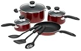 WearEver Clear Comfort 10-Piece Cookware Set Red Aluminum Exterior