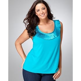 Buy Alfani Plus Size Top, Sleeveless Pleated Trim Tank by Alfani
