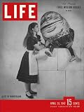 Life Magazine April 28, 1947: MOVIES: 'Monseuri Verdoux' with Charles Chaplin; THEATER: 'Alice in Wonderland'; SCIENCE: Artificial Kidney; 'Queen Elizabeth' runs around