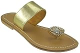 Skemo Shine Women's Capri Style Flat Toe Ring Rhinestone Sandals