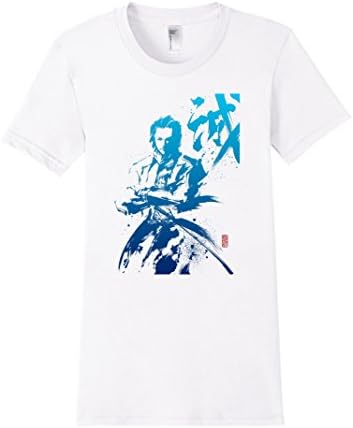 Women's Toshizo Hijikata Samurai Novelty Graphic Kanji T-Shirt Small White