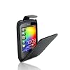 EASYi - HTC Explorer Luxury Black Leather Flip Case Cover & Sock Cover + Free Screen Protection Kit