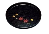 10.0丸盆　杢彫　春秋