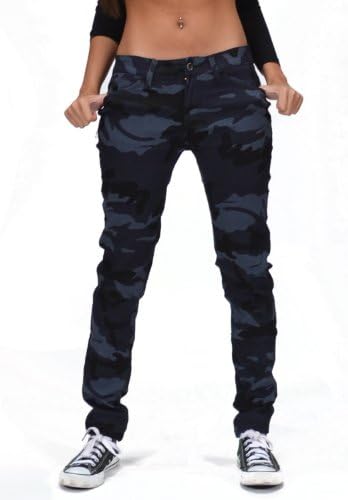 Vavell Denim Women's Camo Skinny Pants Blue (UK 8-US 6)