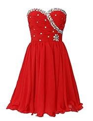 Short Sweetheart Beaded Chiffon/Polyester Evening Dress/Homecoming Dress/Bridesmaid Dress/Prom Dress/Party Dress 