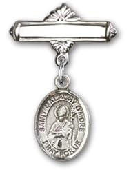 Sterling Silver Baby Badge with St. Malachy OMore Charm and Polished Badge Pin