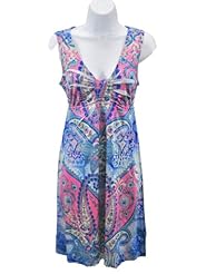 V-neck Polyester/Spandex Paisley Empire   Waistline Dolman  Dress