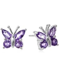 Sterling Silver Gemstone Butterfly Earrings
