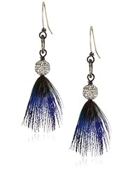 Deanna Hamro Atelier Crystal Silver Shade Mini Ball, Peacock Feather Earrings