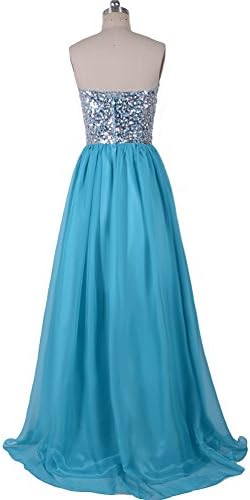 VILAVI A-line Strapless Beaded Chiffon Long Prom Dresses 2 Jade Blue