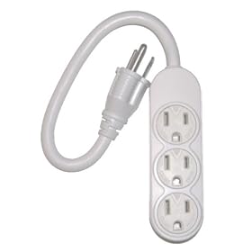 3 Outlet Power To Go Strip Three Prong AC Grounded Triple Plugs. Travel, On the Go, Small, Portable, Compact with Cord