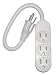 3 Outlet Power To Go Strip Three Prong AC Grounded Triple Plugs. Travel, On the Go, Small, Portable, Compact with Cord