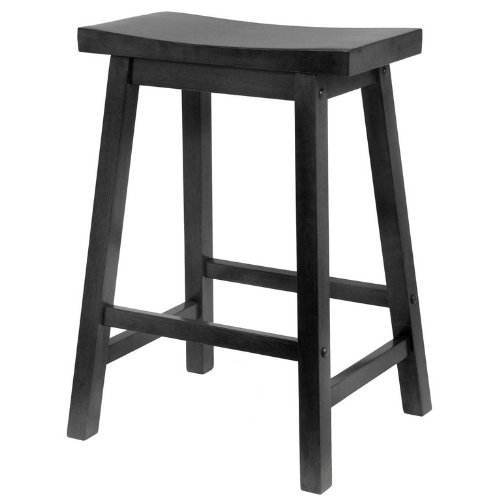 Saddle Seat 24 Black Stool, Single, Rta By Winsome Wood