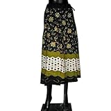 Bellydance Boho Sequin Embroidered Cotton Black Green Skirt India 35 Inches